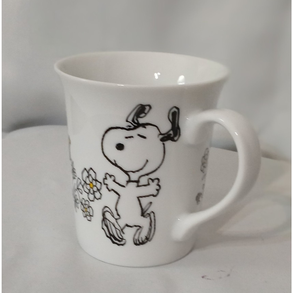 Peanuts Snoopy Woodstock Coffee Mug White Ceramic Cup Classic Cartoon Art